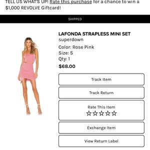 Super down revolve pink set skirt and top